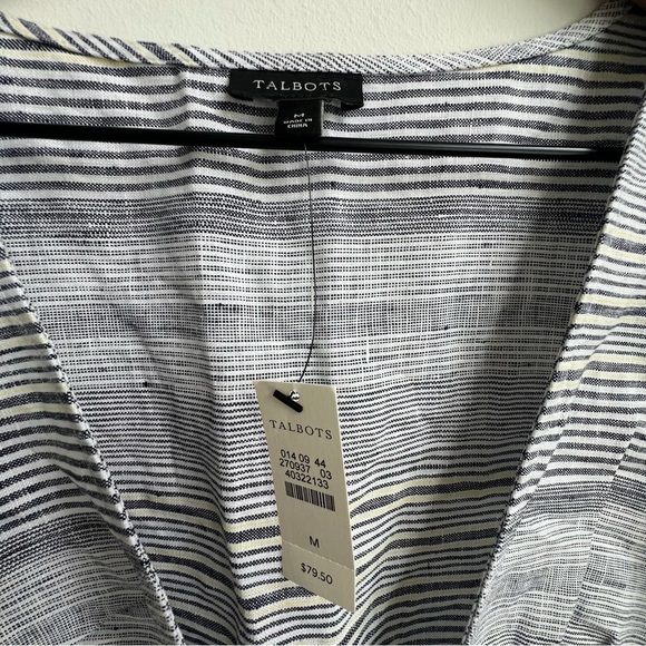 New Talbots 100% Linen Dress Coverup Medium Tie Waist Coastal Beach Resortwear - Picture 10 of 13